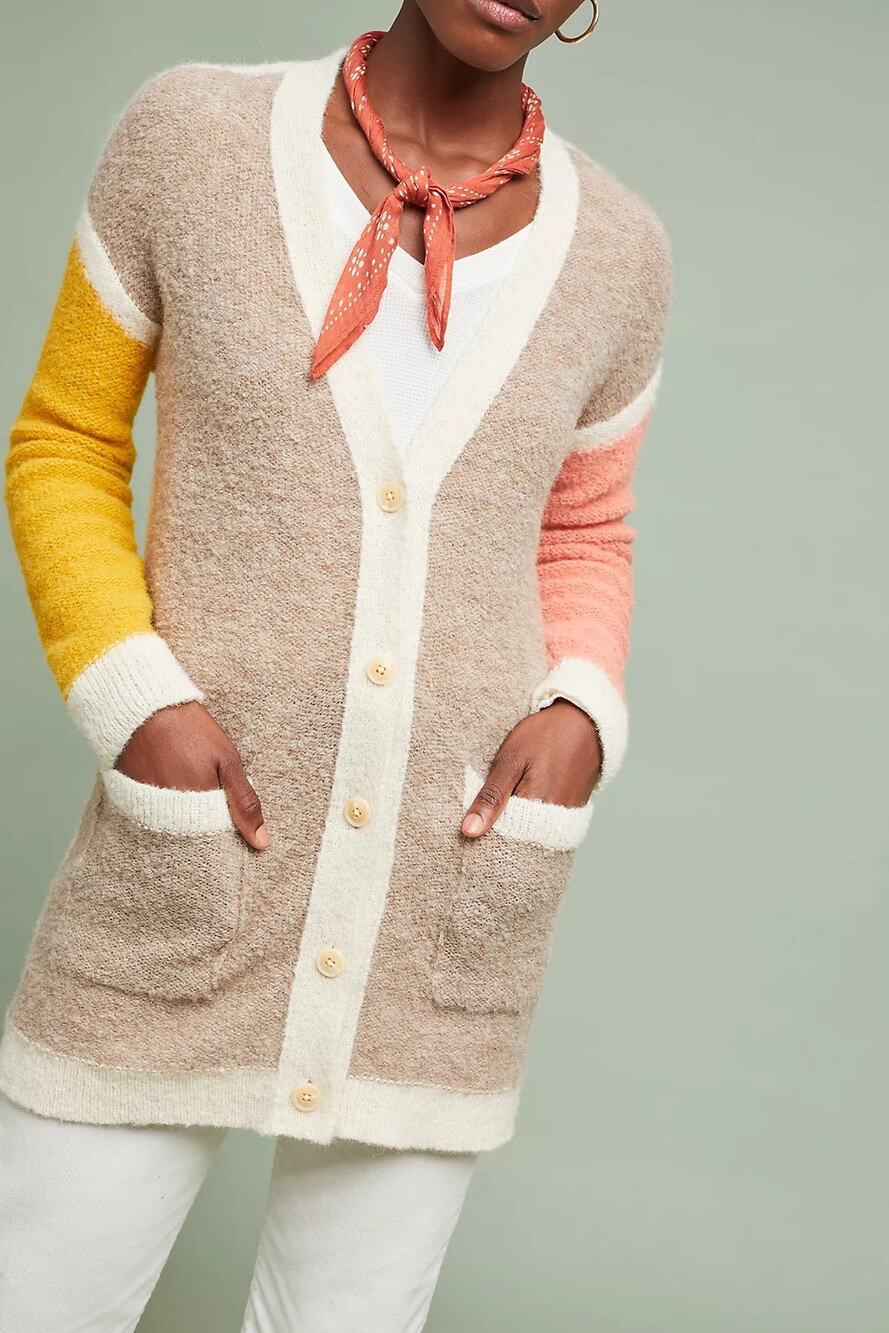 Moth Anthropologie Alpaca Blend Colorblock Cardigan XS Academia Office Layers